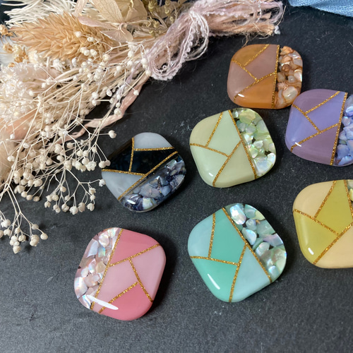 くすみカラー ハンドメイド レジン パステルカラー ヘアアクセサリー