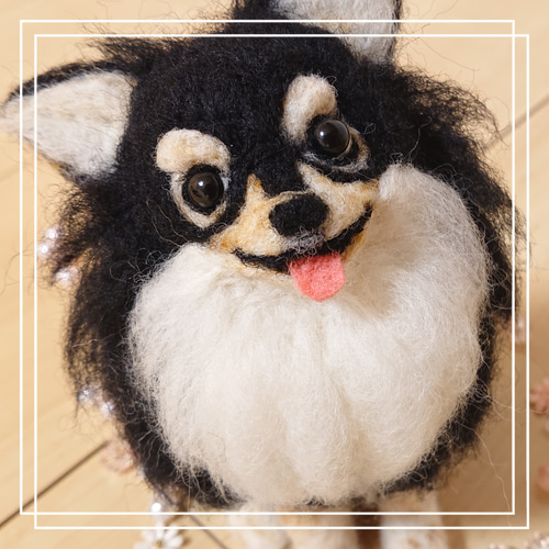 羊毛フェルト チワワ ♪*ﾟブラックタン ぬいぐるみ 犬 ハンドメイド